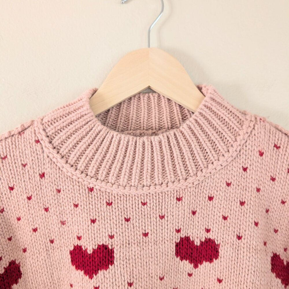 Women’s Pink Heart Knit Crewneck Sweater - Picture 11 of 16